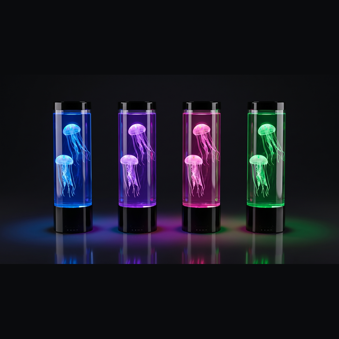 Lámpara de medusas Jellowa en varios colores: azul, morado, rosa y verde